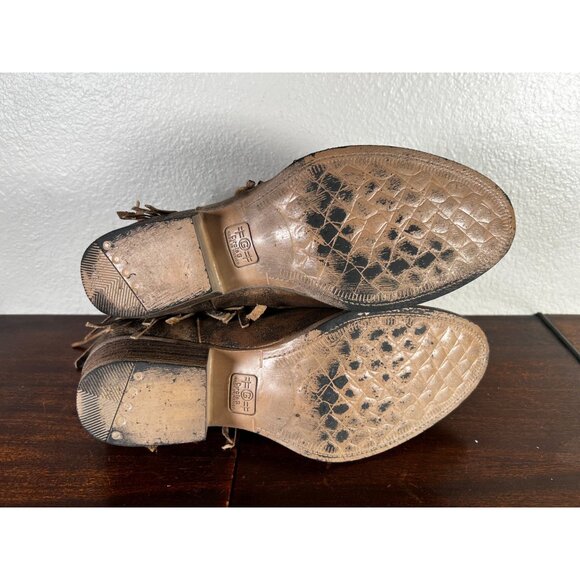 Circle G by Corral Fringe Boots Western Womens Sz 10 Brown Leather Distressed St - Picture 11 of 13